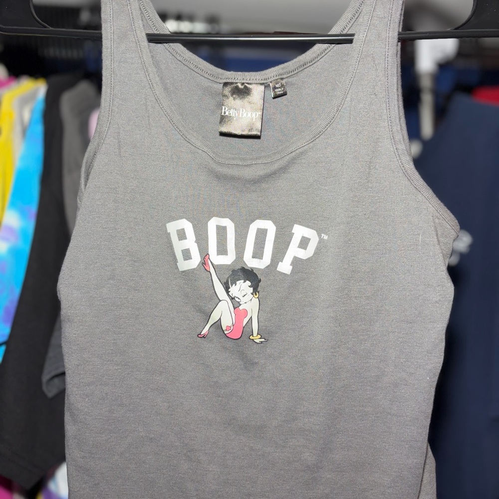 Betty Boop Gray Tank with Pink Accent Graphic